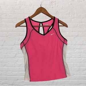 Nike FIT DRY Pink Athletic Tank Top Built In Bra Keyhole Back Womens Large